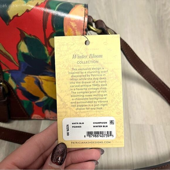 Patricia Nash Purse Women’s Champaign Winter Bloom Floral Leather Crossbody NWT - Picture 7 of 16